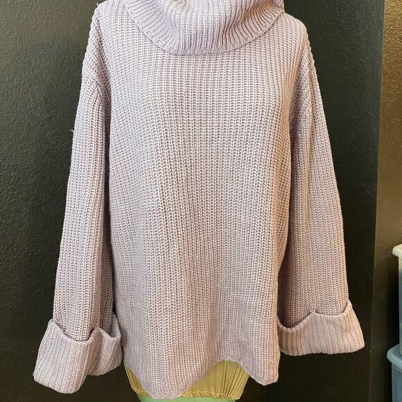 Lane Bryant dusty rose cowl neck tunic sweater with bell cuff sleeves - Picture 6 of 6